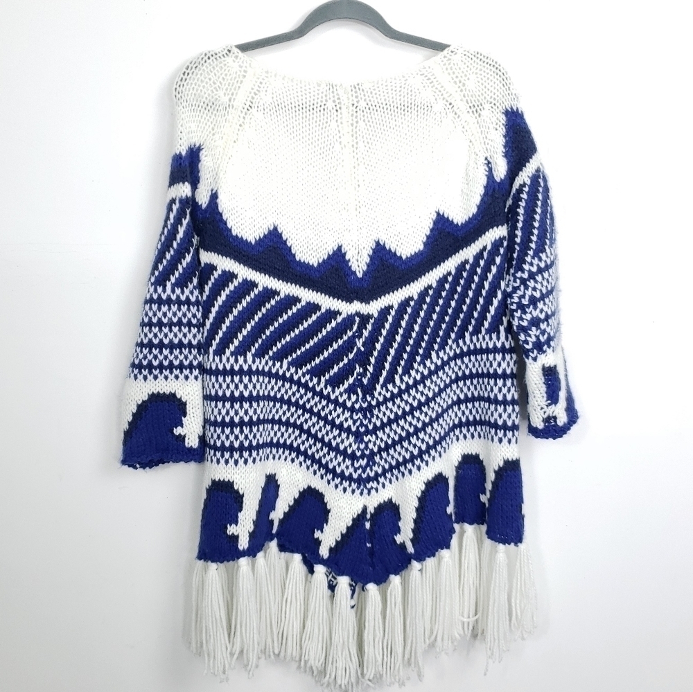 Piperlime knitted fringed hem tie neck sweater oversized size xs - Picture 3 of 7